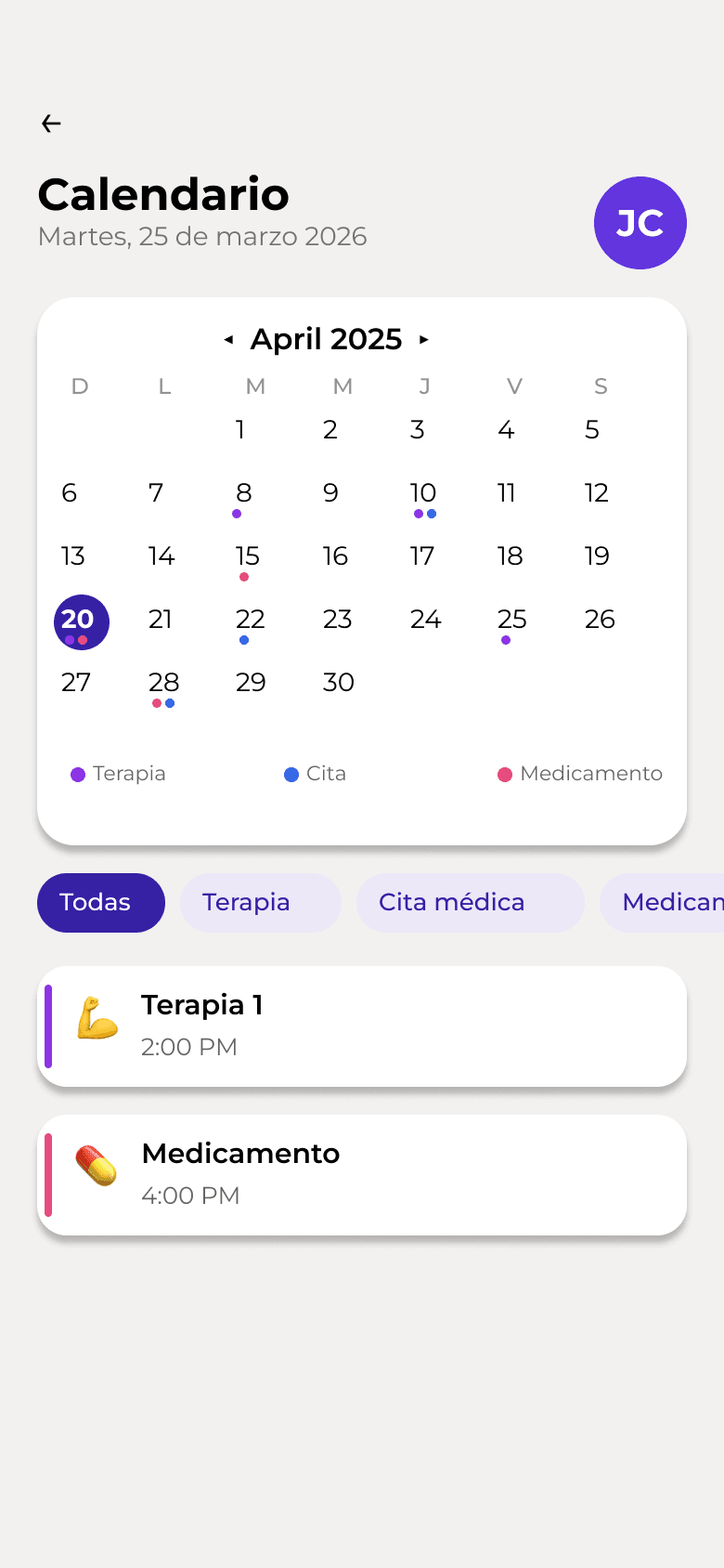 SER App - Calendario